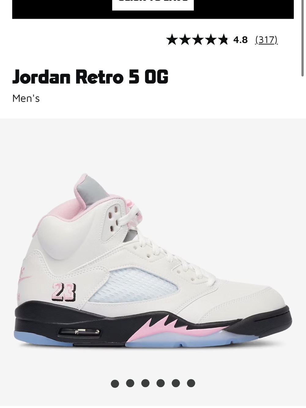 Jordan Retro 5 OG White Pink Black Sneaker